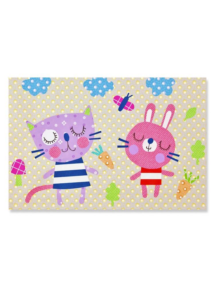 Cute Ornate Kitty And Bunny Poster -Image by Shutterstock