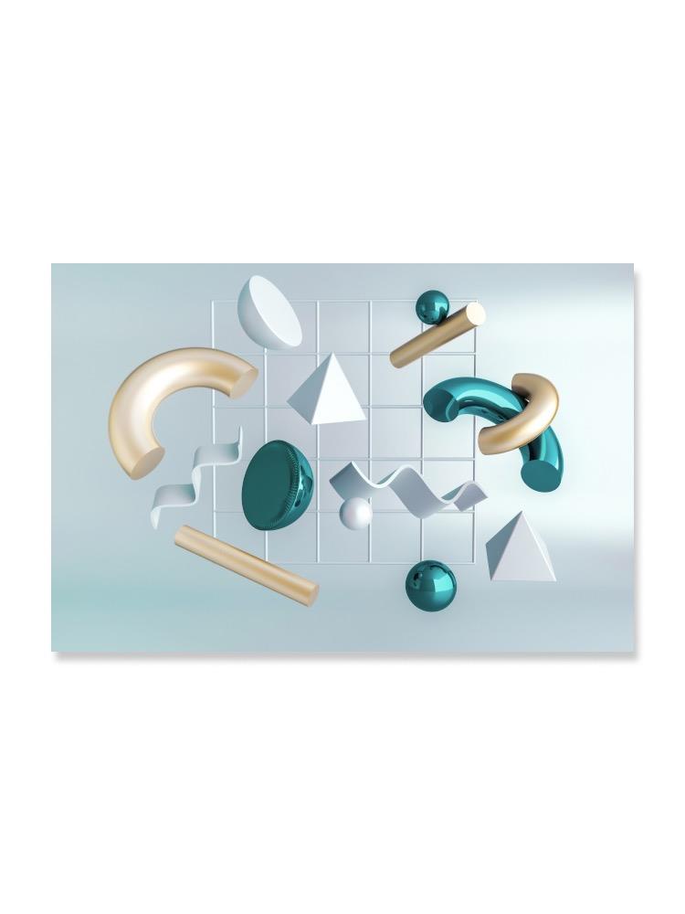 Flying 3d Shapes With Textures Poster -Image by Shutterstock