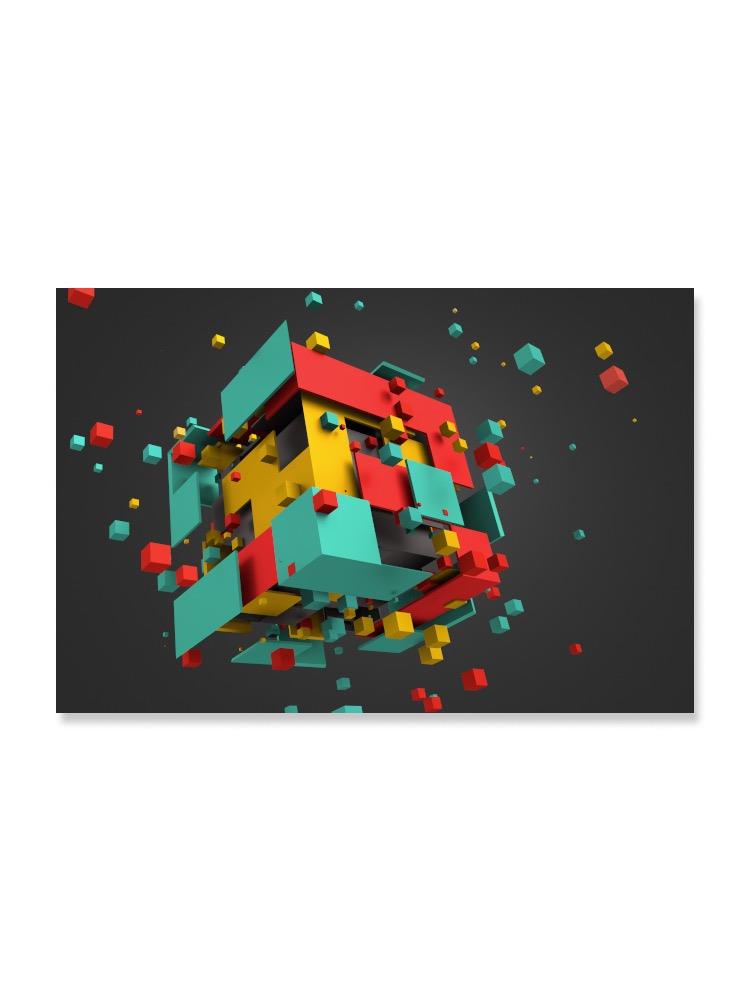 Chaotic Particles Of Cube Design Poster -Image by Shutterstock