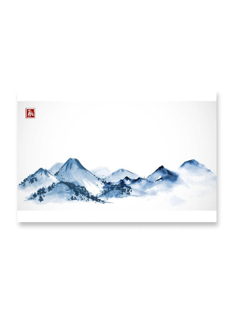 Far Blue Mountains In Ink Poster -Image by Shutterstock