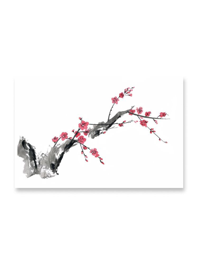 Ink And Watercolor Sakura Tree Poster -Image by Shutterstock