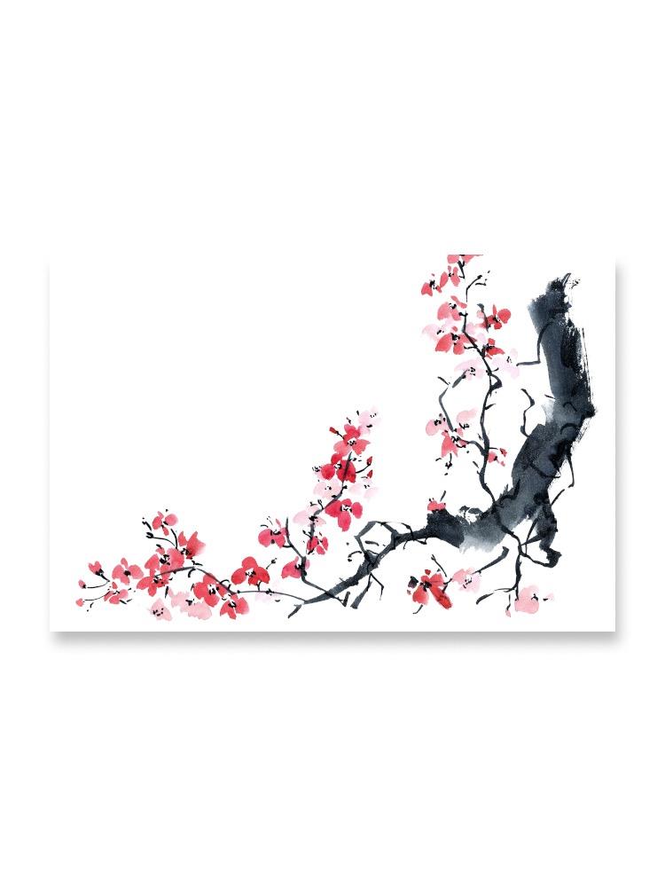Sakura Tree With Flowers In Ink  Poster -Image by Shutterstock