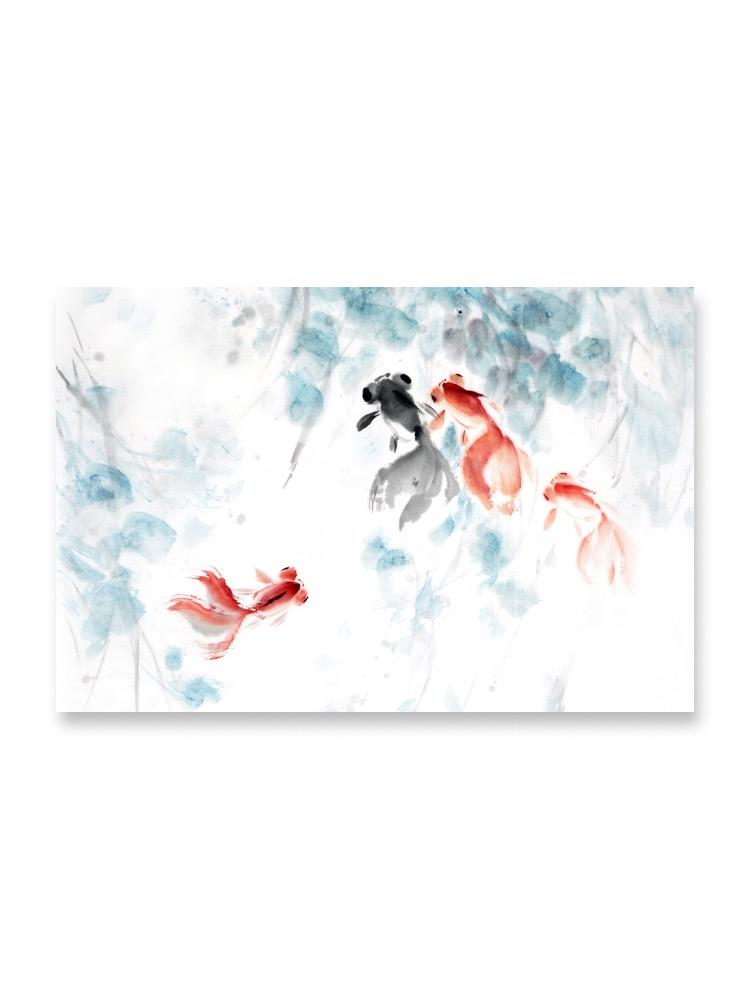 Swimming Japanese Fish In Ink  Poster -Image by Shutterstock