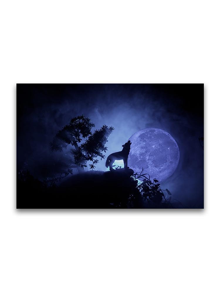 Howling Wolf Over Moon  Poster -Image by Shutterstock