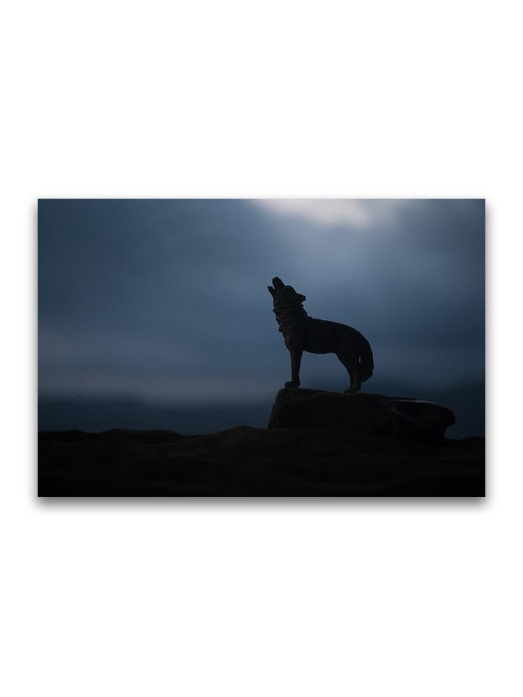 Silhouette Of Wolf Howling  Poster -Image by Shutterstock