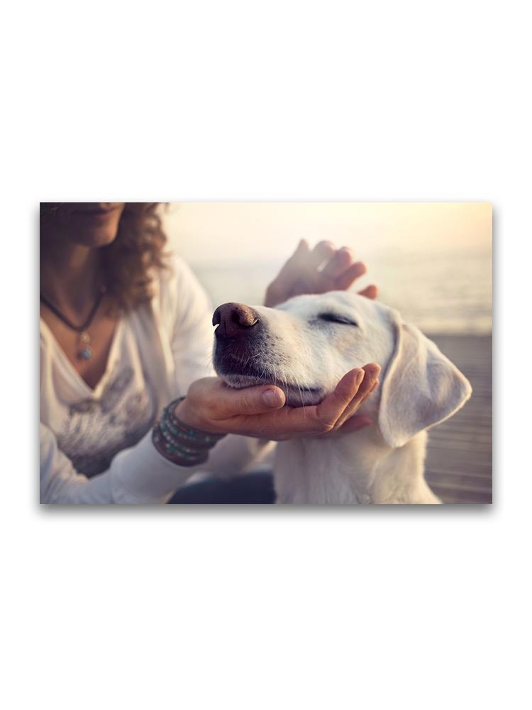 Owner Caressing Dog  Poster -Image by Shutterstock