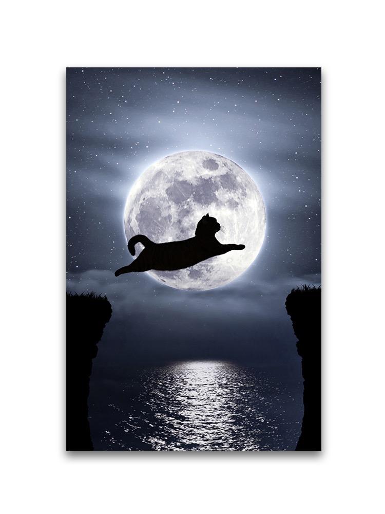 Brave Cat Jumping Over Moon Poster -Image by Shutterstock