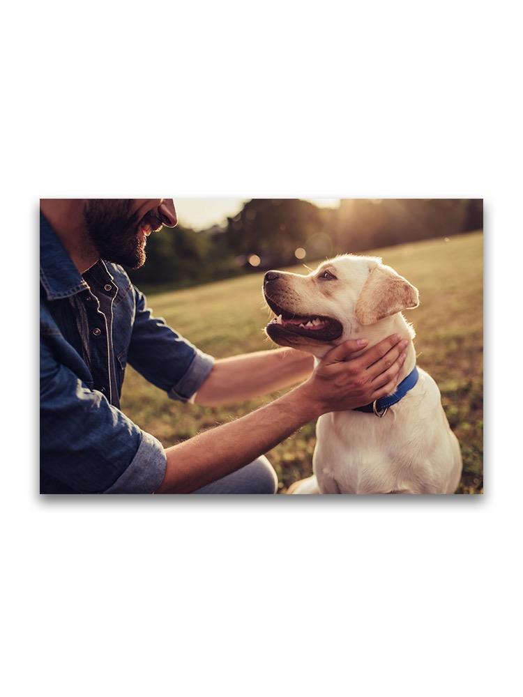 A Man And His Dog On Field Poster -Image by Shutterstock