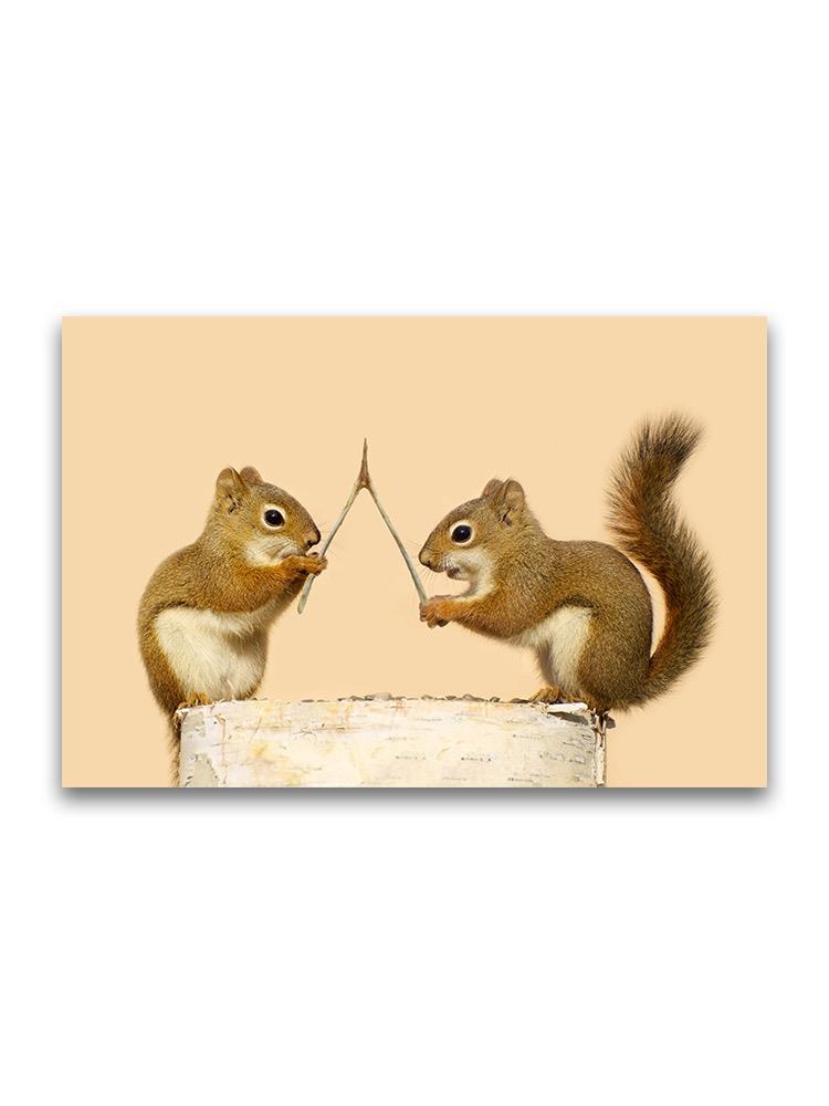 Funny Pair Of Squirrels Playing Poster -Image by Shutterstock