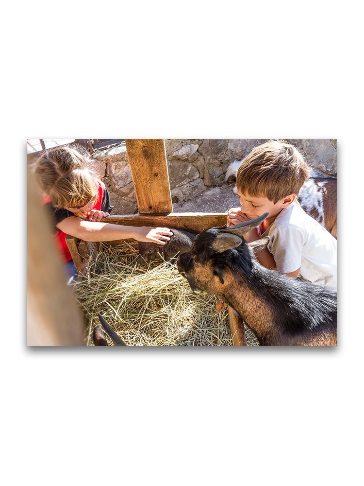 Siblings With Farm Animals Poster -Image by Shutterstock