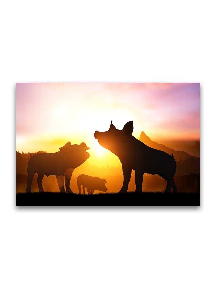 Piglets Over Beautiful Sunset Poster -Image by Shutterstock
