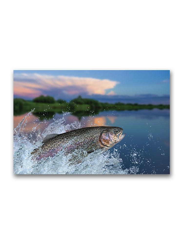 Rainbow Trout Jumping Scenery Poster -Image by Shutterstock