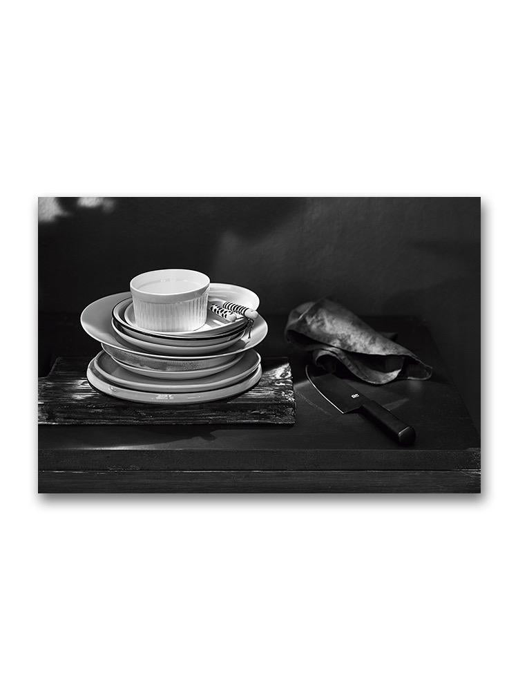 Dishes, Knife And Rag Poster -Image by Shutterstock