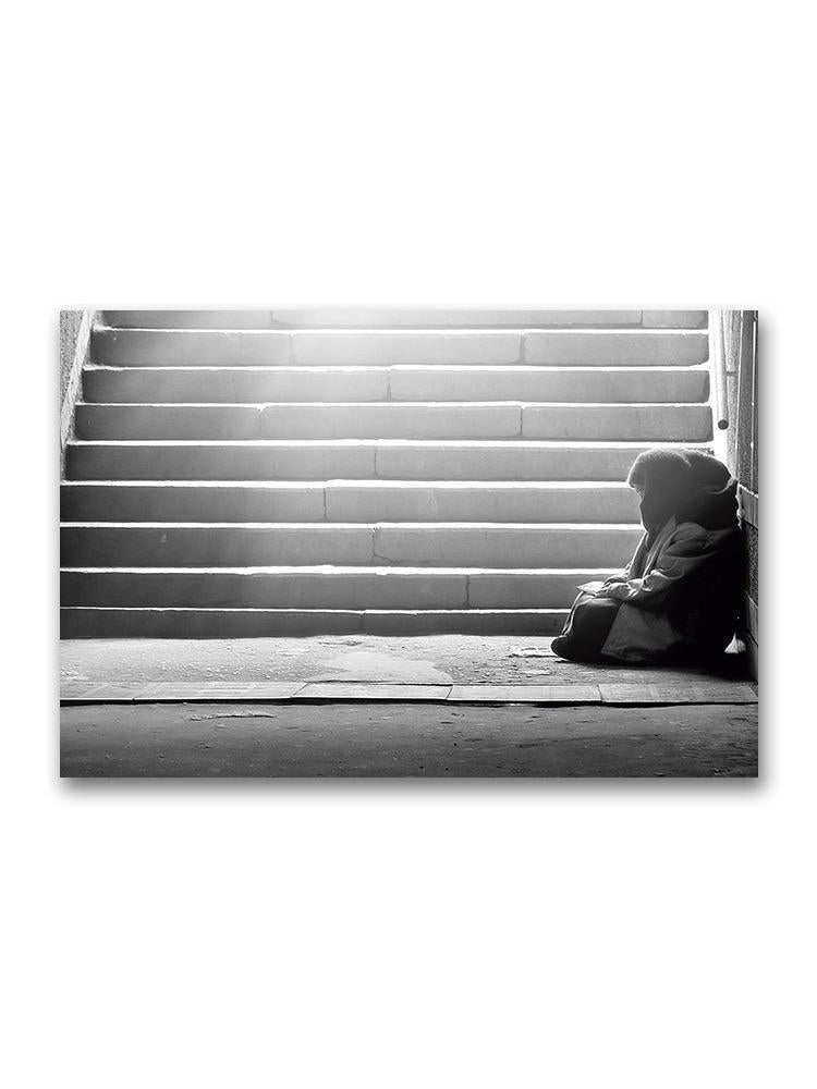 Homeless Woman Reading Poster -Image by Shutterstock