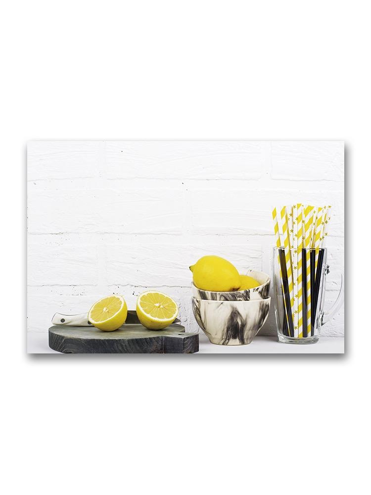 Lemons, Straws And Bowls Poster -Image by Shutterstock