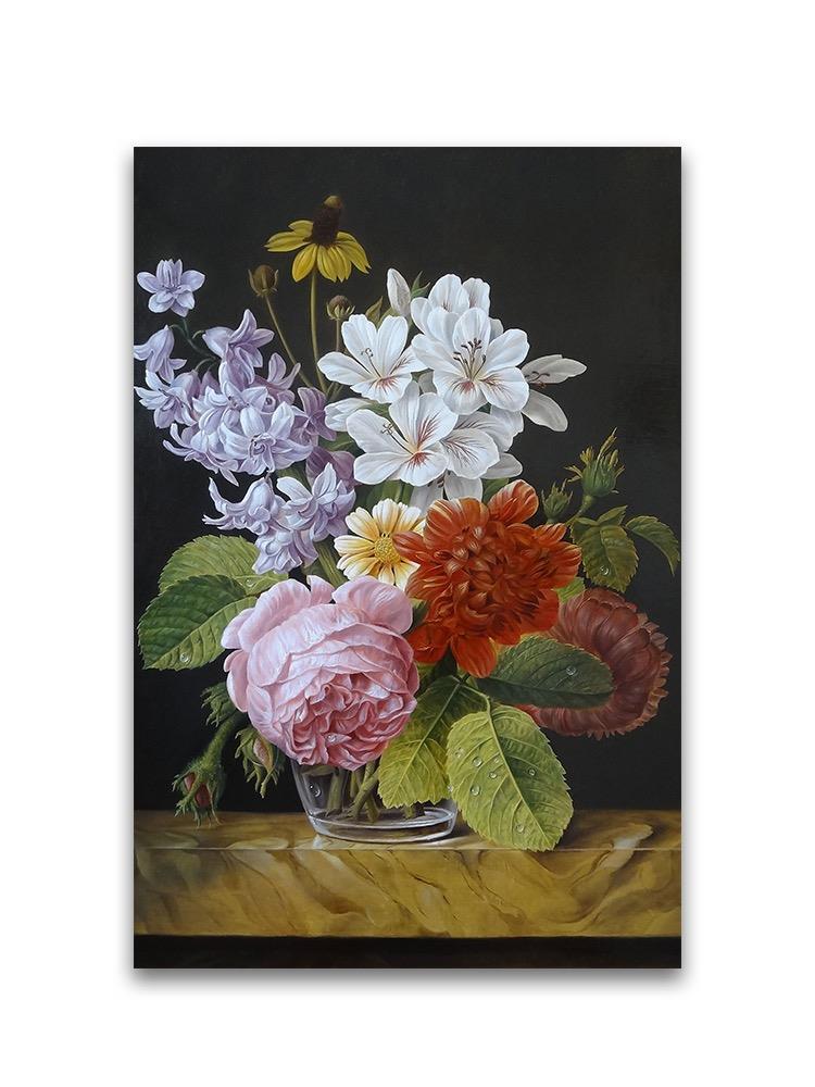 Flowers In Glass Vase Painting Poster -Image by Shutterstock