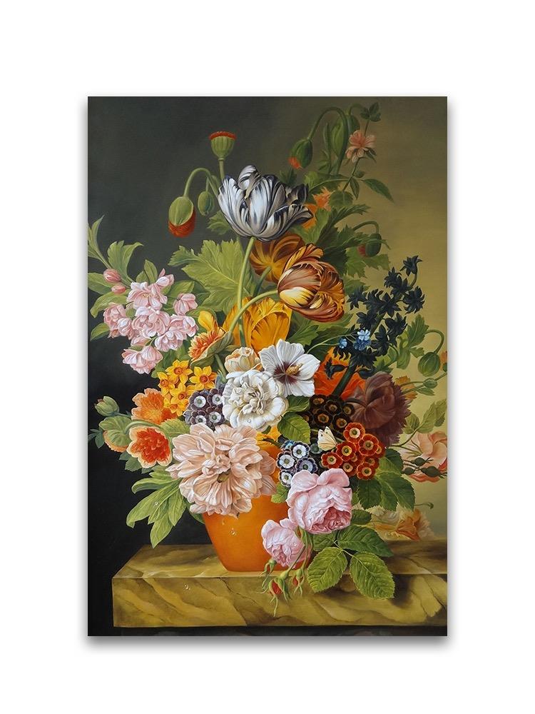 Flowers In Old Vase Painting Poster -Image by Shutterstock