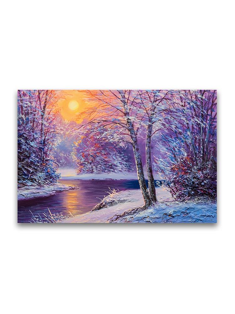 Winter River Landscape In Oil  Poster -Image by Shutterstock