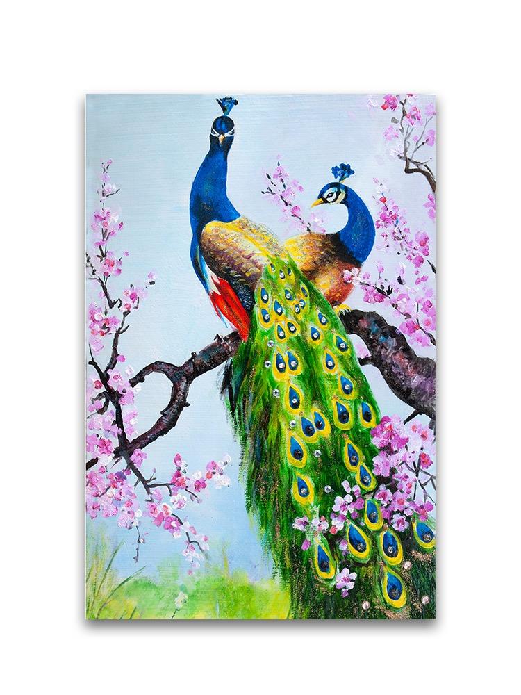 Japanese Peacocks Oil Painting Poster -Image by Shutterstock