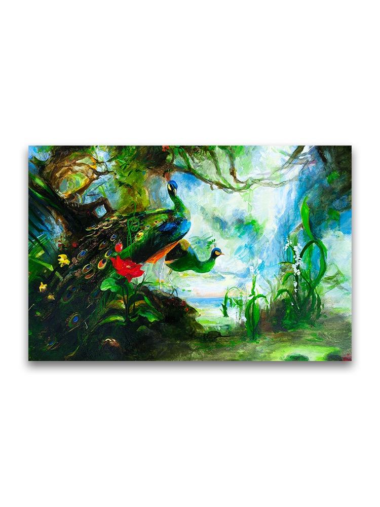 Chinese Peacocks Oil Painting Poster -Image by Shutterstock