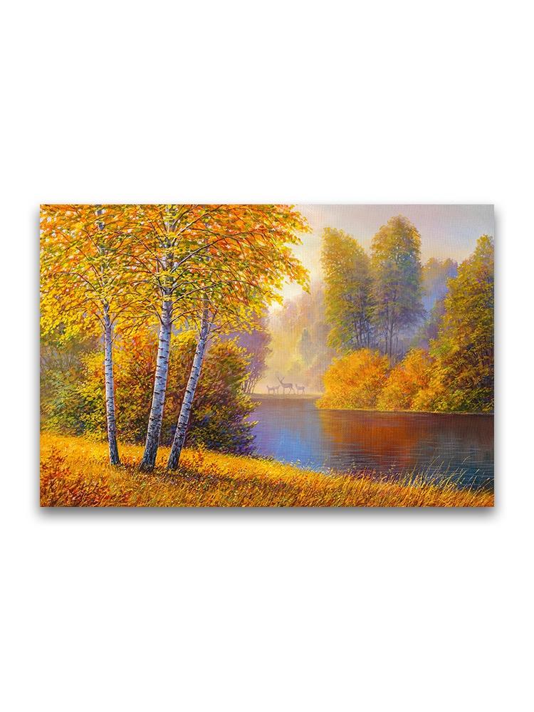 Autumn Forest And Lake Oil Poster -Image by Shutterstock