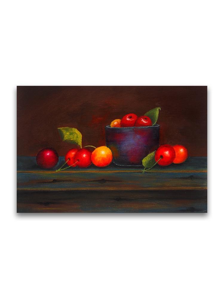 Cherries On Table Oil Painting Poster -Image by Shutterstock