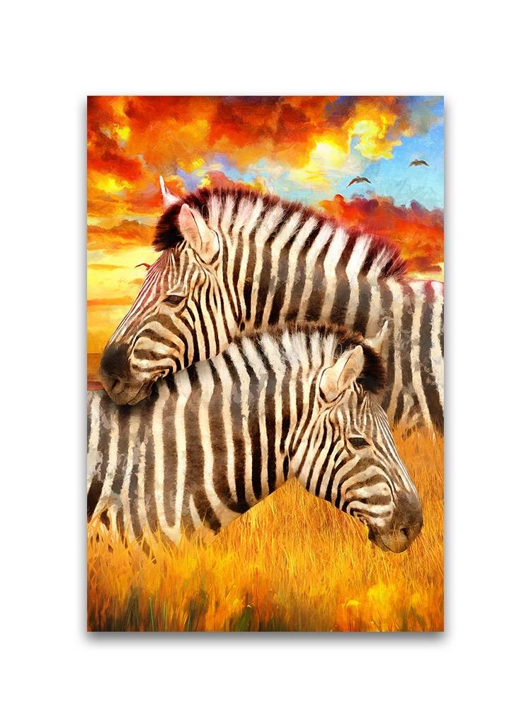 Zebras Landscape Oil Painting Poster -Image by Shutterstock