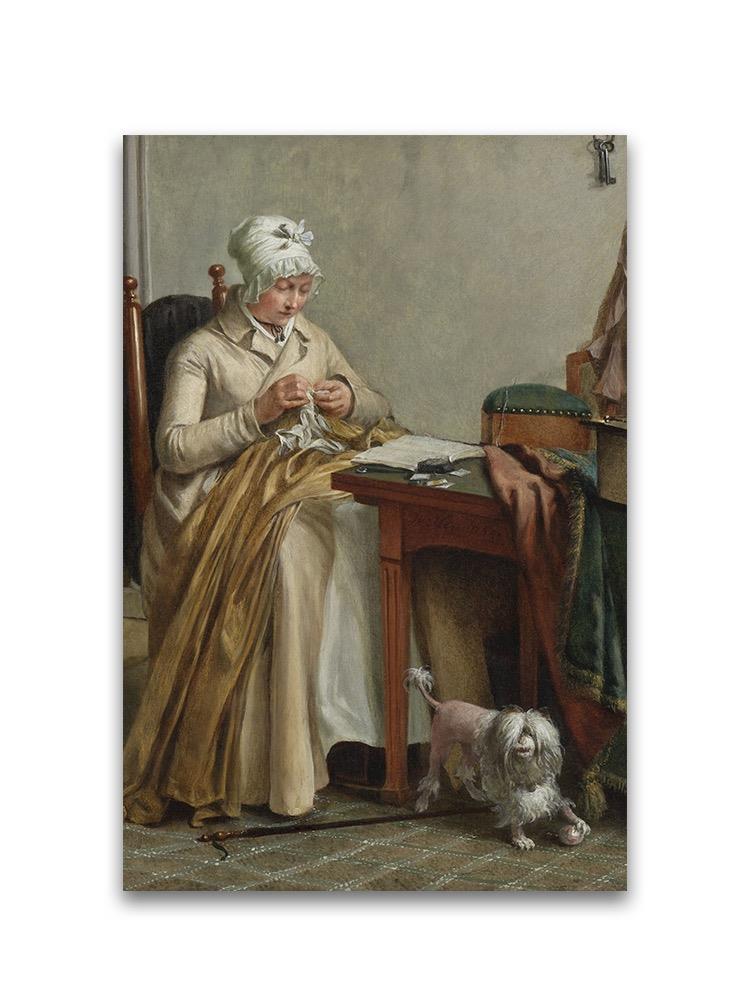 1800 Woman Sewing Oil Painting Poster -Image by Shutterstock