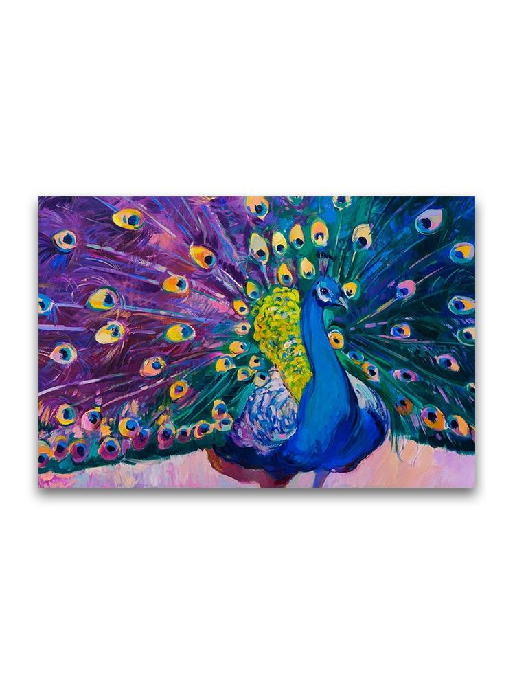 Colorful Peacock Oil Painting Poster -Image by Shutterstock