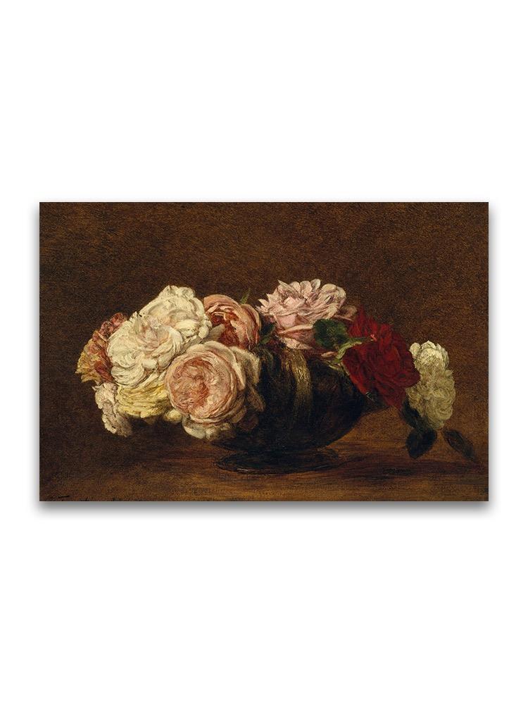 Roses In Bowl Amber Oil Painting Poster -Image by Shutterstock