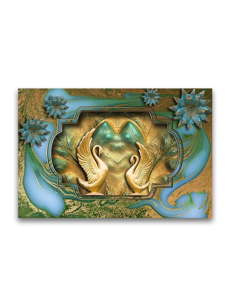 Golden Marble With Swans Poster -Image by Shutterstock