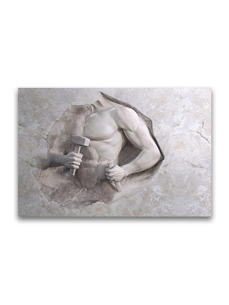 Man Cuts His Body Of Stone Poster -Image by Shutterstock