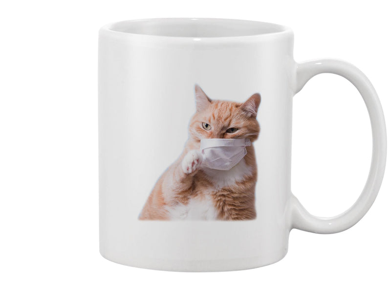 Cute Cat Removes Medical Mask  Mug -Image by Shutterstock
