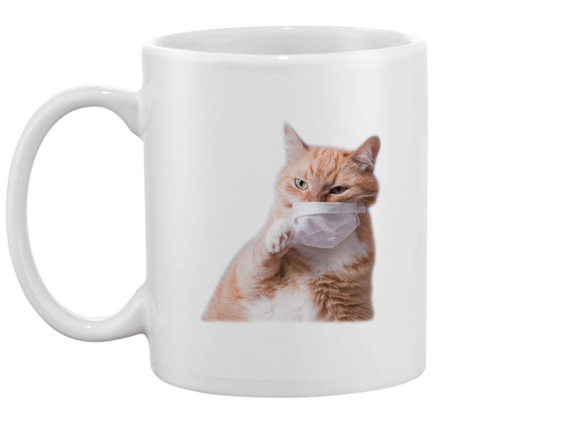 Cute Cat Removes Medical Mask  Mug -Image by Shutterstock
