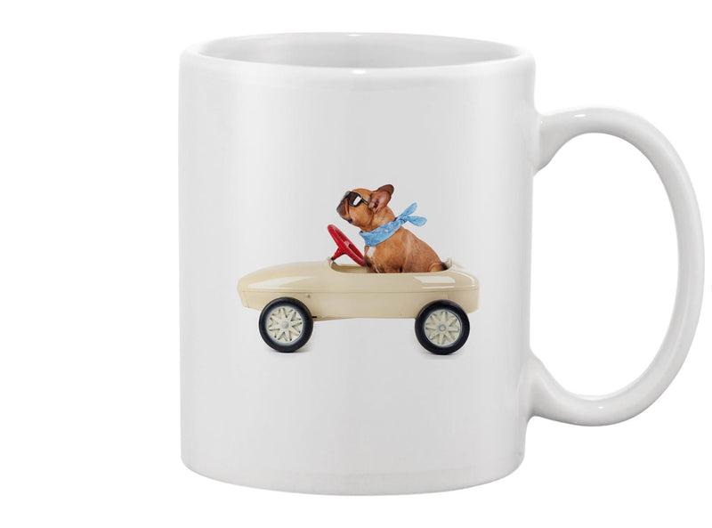 French Bulldog In A Pedal Car Mug -Image by Shutterstock