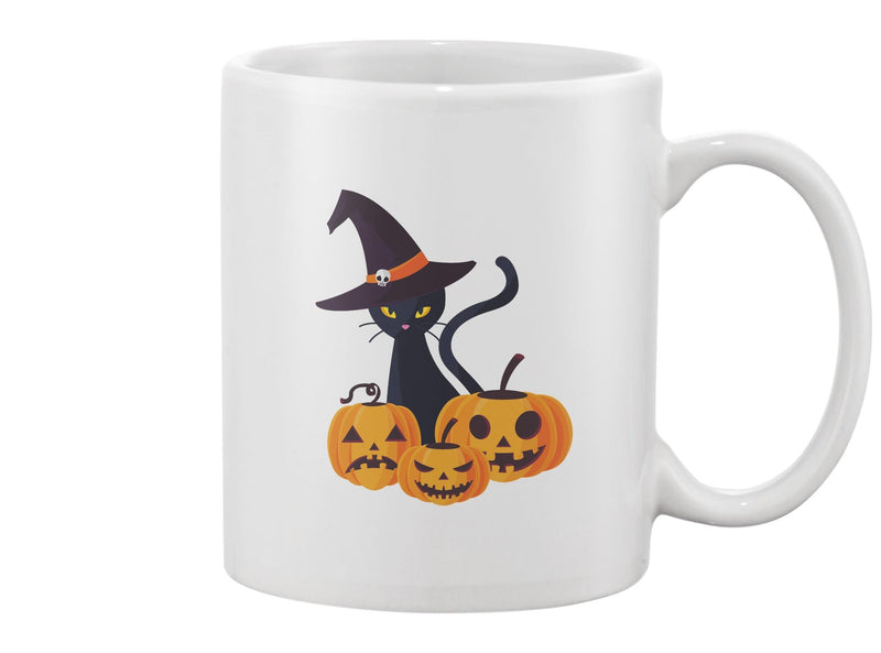 Pumpkins And A Black Cat Mug -Image by Shutterstock