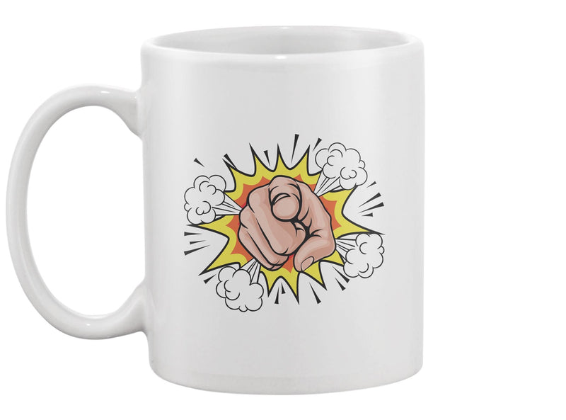 Pointing Hand Comic Style Mug -Image by Shutterstock