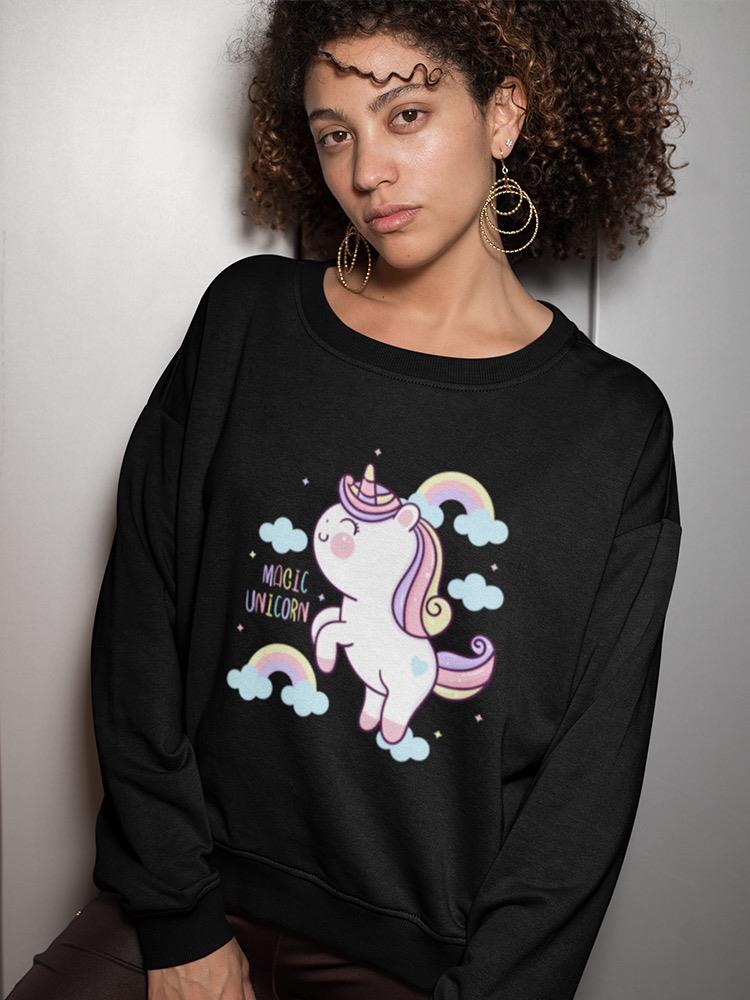 Kawaii Baby Unicorn Jumping Sweatshirt Women's -Image by Shutterstock