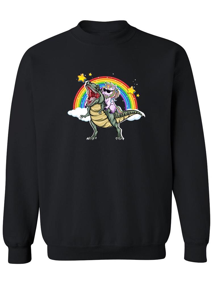 Cool Unicorn Riding A T-rex Sweatshirt Men's -Image by Shutterstock