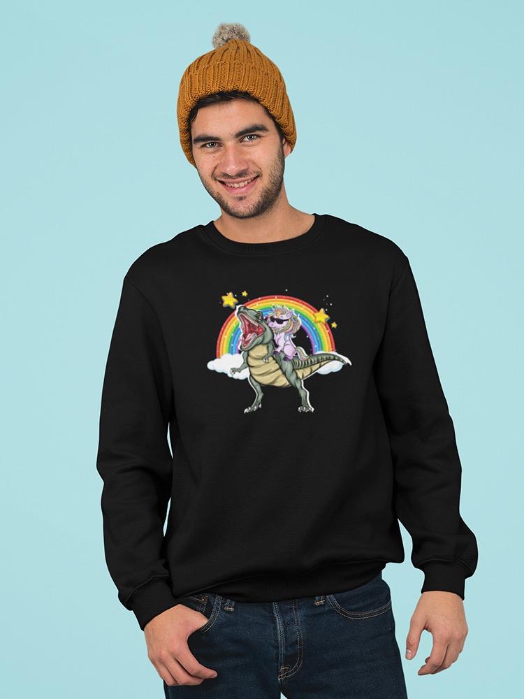 Cool Unicorn Riding A T-rex Sweatshirt Men's -Image by Shutterstock