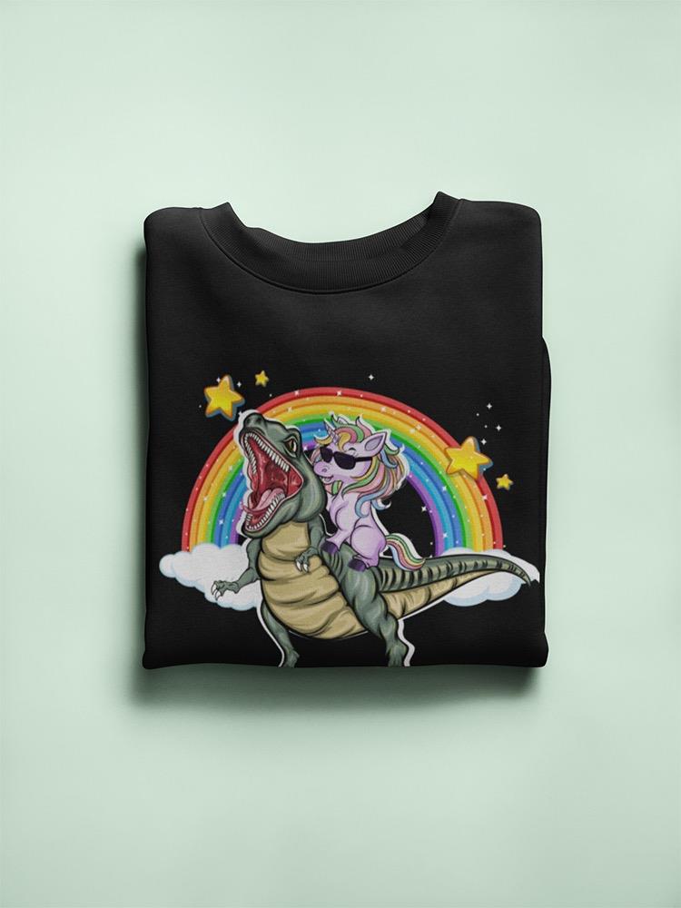 Cool Unicorn Riding A T-rex Sweatshirt Men's -Image by Shutterstock