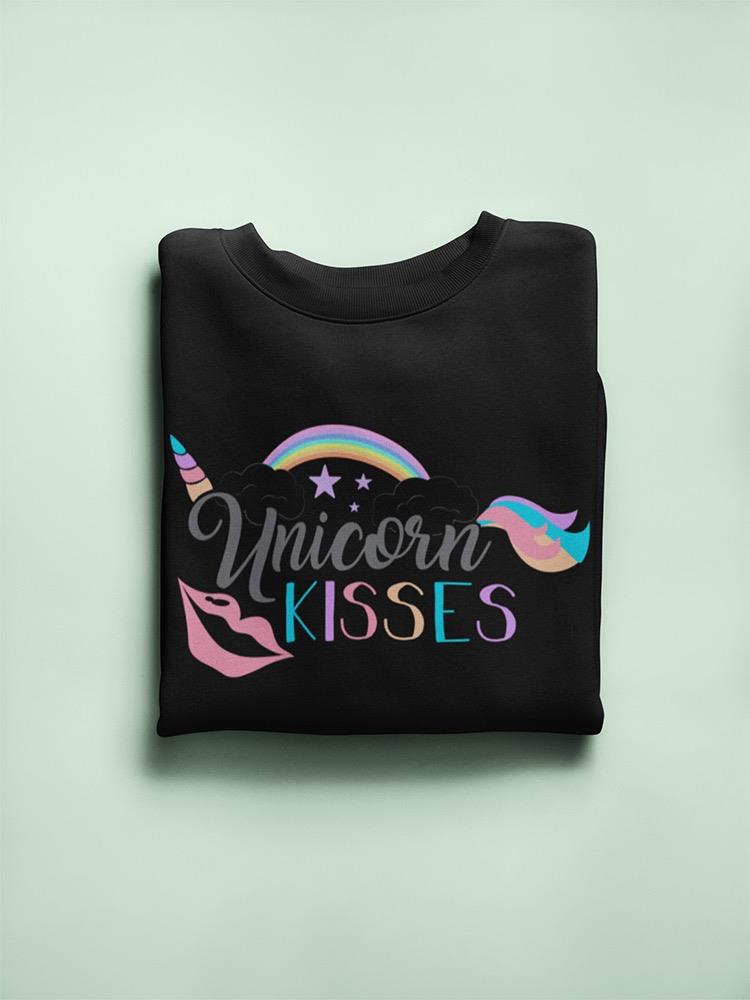 Unicorn Kisses In Cool Font Sweatshirt Women's -Image by Shutterstock
