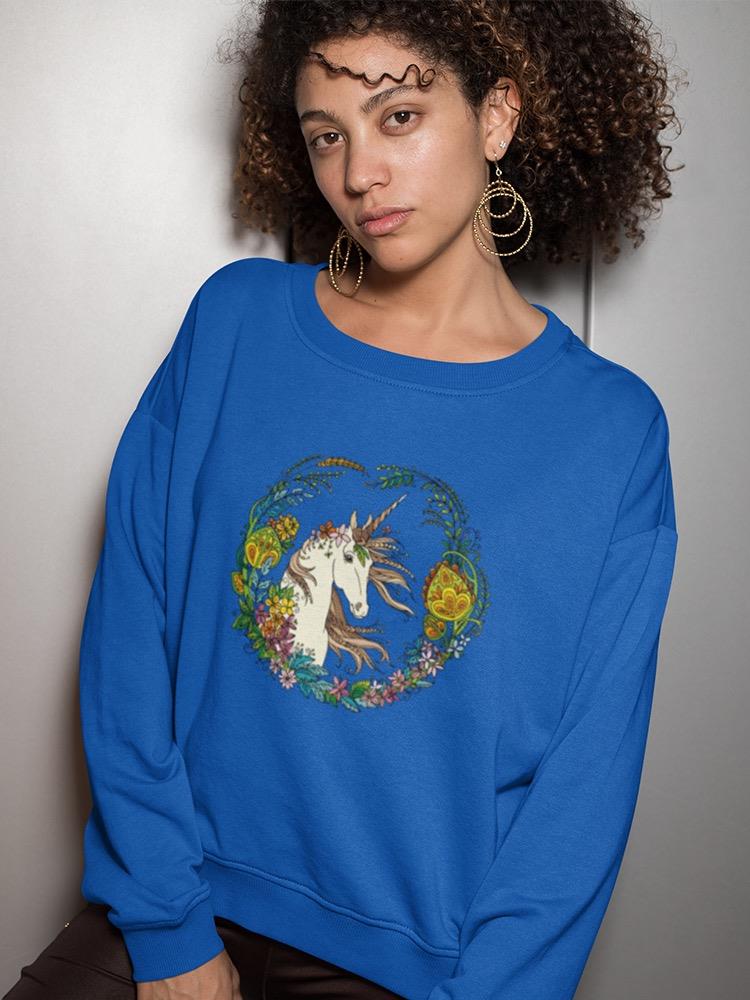 Unicorn Floral Portrait Sweatshirt Women's -Image by Shutterstock