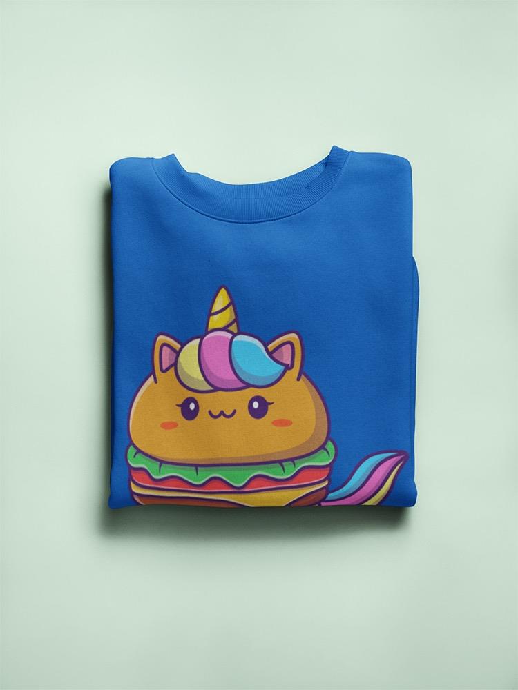 Cute Unicorn Burger Cartoon  Sweatshirt Women's -Image by Shutterstock