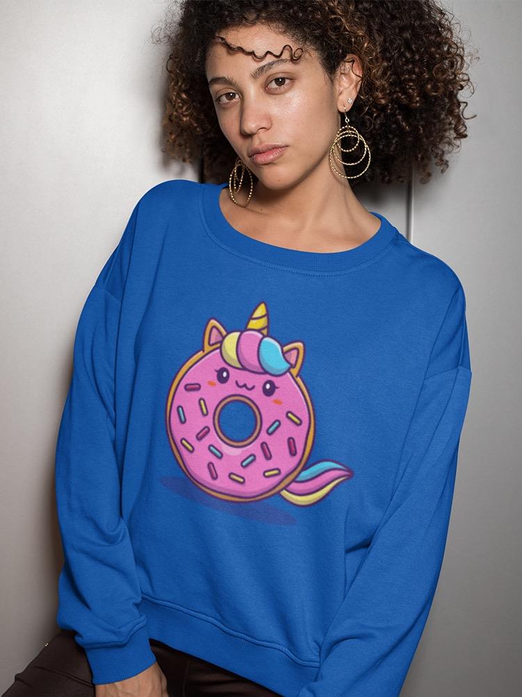 Cute Unicorn  Donut Cartoon   Sweatshirt Women's -Image by Shutterstock