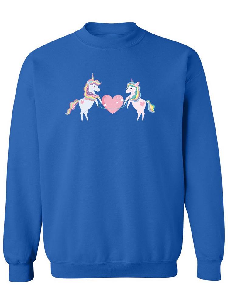 Unicorns And Heart In The Middle Sweatshirt Women's -Image by Shutterstock