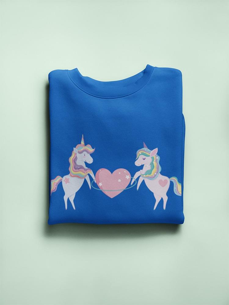 Unicorns And Heart In The Middle Sweatshirt Women's -Image by Shutterstock