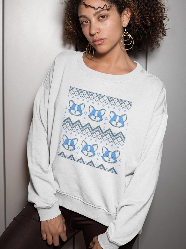 Christmas Pattern Blue Dogs Sweatshirt Women's -Image by Shutterstock