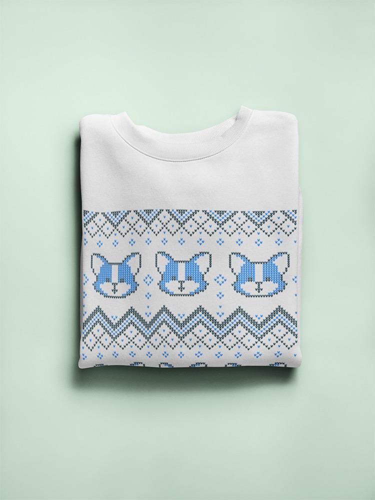 Christmas Pattern Blue Dogs Sweatshirt Women's -Image by Shutterstock