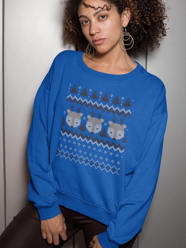 Christmas Pattern Cute Deers Sweatshirt Women's -Image by Shutterstock